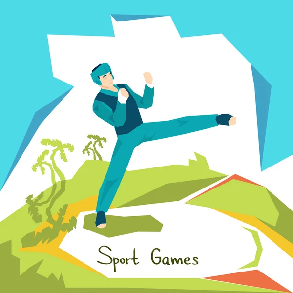 Taekwondo Athlète Sport Compétition — Image vectorielle