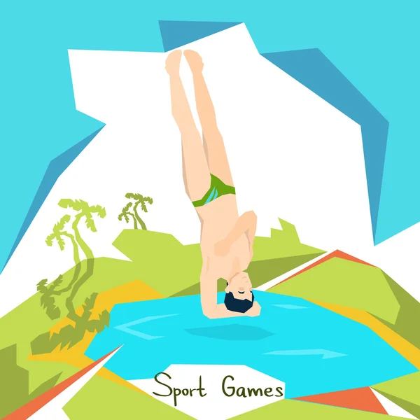 Buceo Atleta Diver Summer Sport Competition — Vector de stock