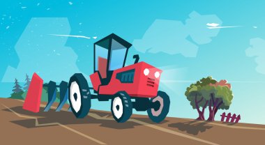 Traktör sürme alan tarım vektör