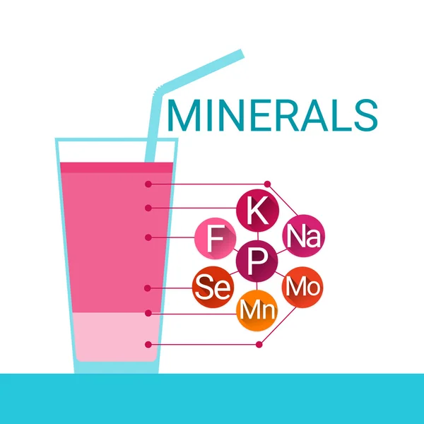 Vitamins Cocktail Glass Essential Chemical Elements Nutrient Minerals — Stock Vector