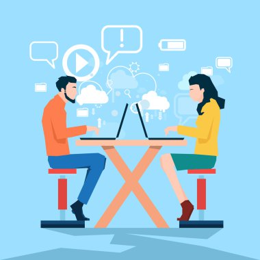 İş adam kadını dizüstü bilgisayar Coworking Center'ı kullanma