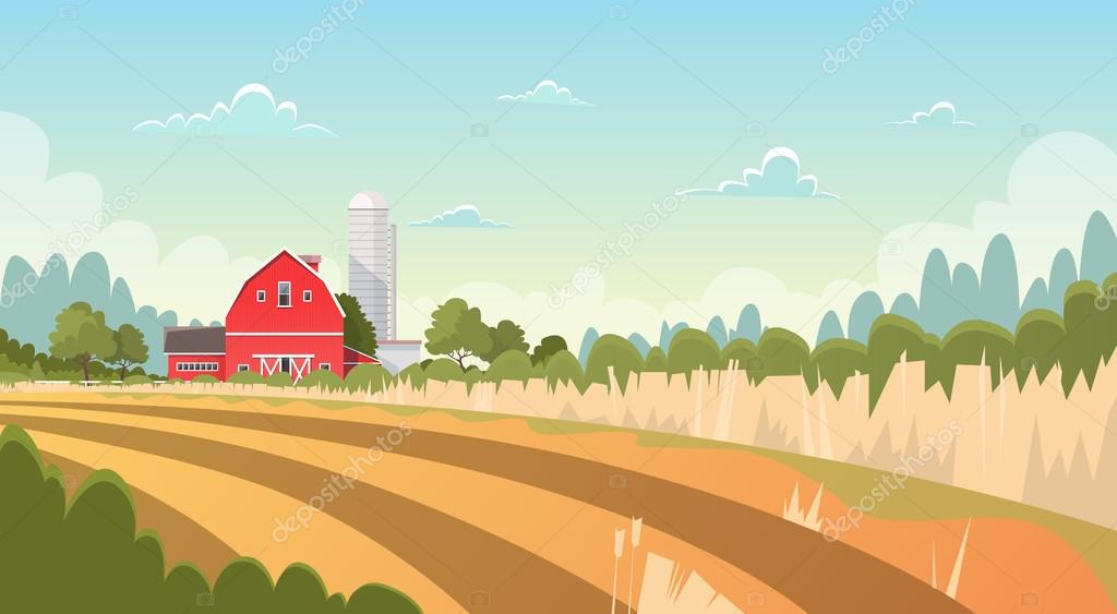 Agriculture And Farming Farmland Countryside Landscape Stock Vector