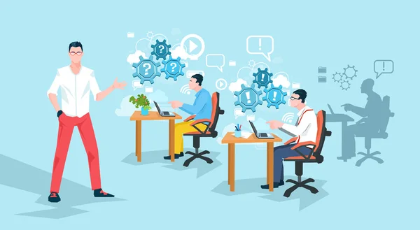 Programmeurs werken Office Business mensen Team werkplek — Stockvector