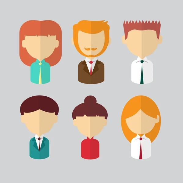 Business People Profile Icon Set Man Woman - Stok Vektor