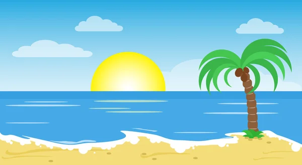 Tropical Beach Island Palm Tree Ocean Vacaciones de verano — Vector de stock