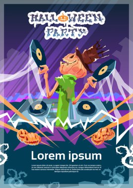 Kabak Korkunç Yüz Davetiye Kartı ile Mutlu Halloween Banner Jack Dj