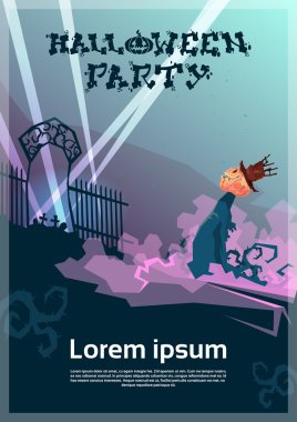 Mutlu Halloween Banner Kabak Korkunç Yüz Mezarlık Parti Davet Kartı gel