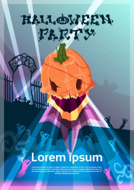 Mutlu Cadılar Bayramı afiş kabak korkutucu yüz