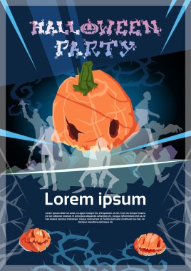 Mutlu Cadılar Bayramı afiş kabak korkutucu yüz