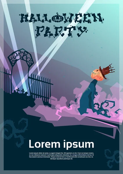 Mutlu Halloween Banner Kabak Korkunç Yüz Mezarlık Parti Davet Kartı gel