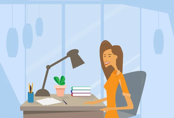 Business vrouw werkplek Office Desk — Stockvector