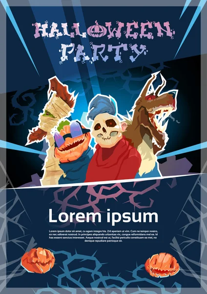 Щасливий Хеллоуїн вечірка Зомбі Нічний плакат Запрошення Банерна картка — стоковий вектор