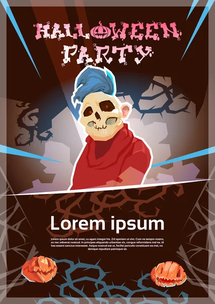 Feliz Halloween Party Monster Night Poster Convite Banner Card — Vetor de Stock