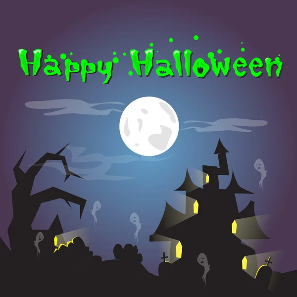 Halloween Haus Friedhof Friedhofskarte Banner — Stockvektor