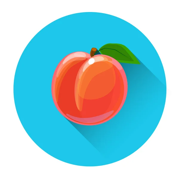 Melocotón colorido icono de la fruta — Vector de stock