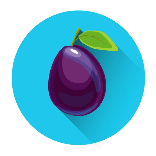 Icône de fruits colorés prune — Image vectorielle