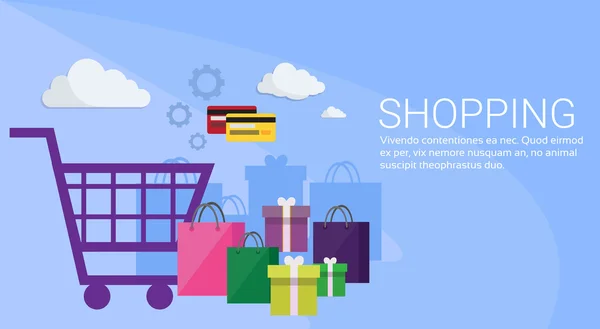 Nakupování online Banner Ecommerce koncept — Stockový vektor