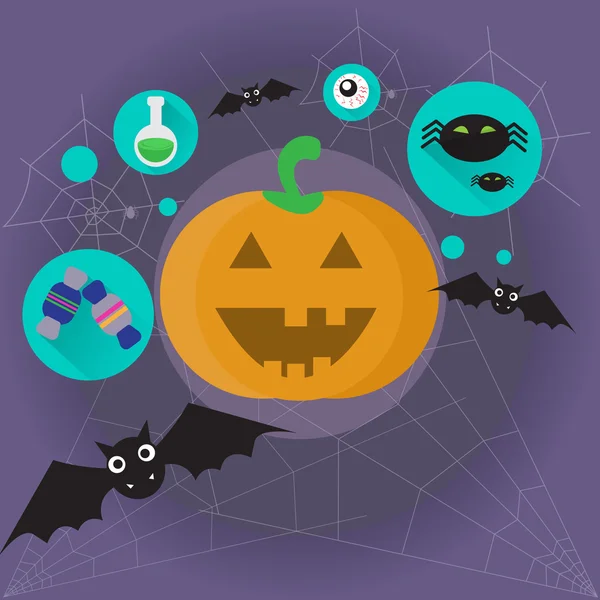 Happy Halloween pompoen eng gezicht Banner — Stockvector