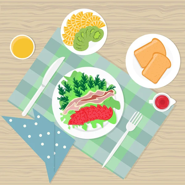 Breakfast Table Food Top Angle View Stock Illustration