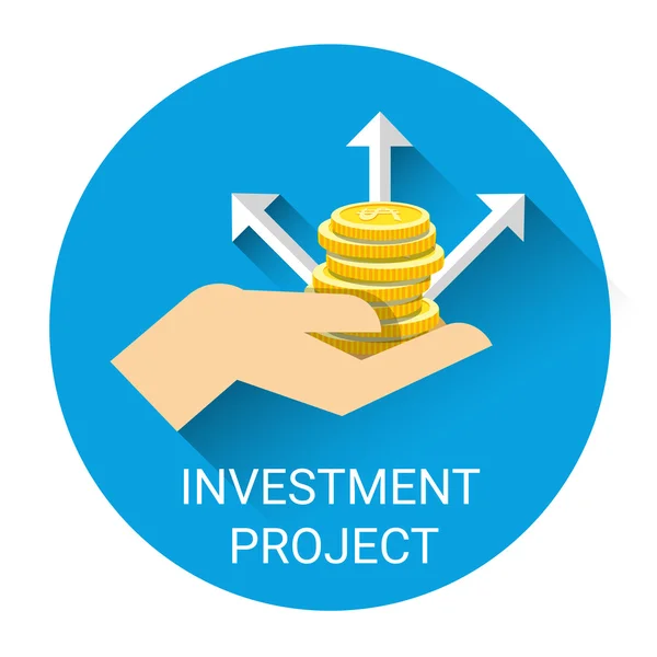 Hand met geld munt investeringen Project Business pictogram — Stockvector