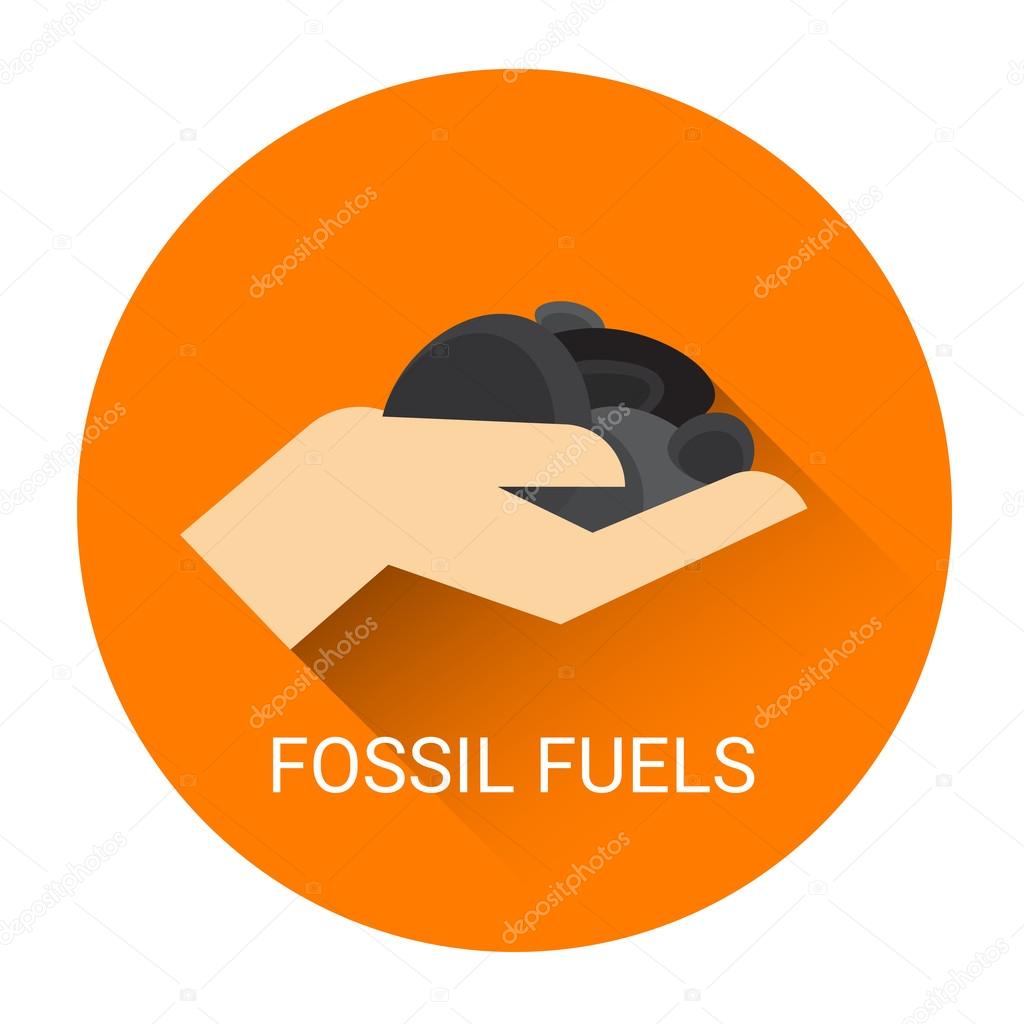 Fossil Fuels Hand Icon Flat Vector Illustration