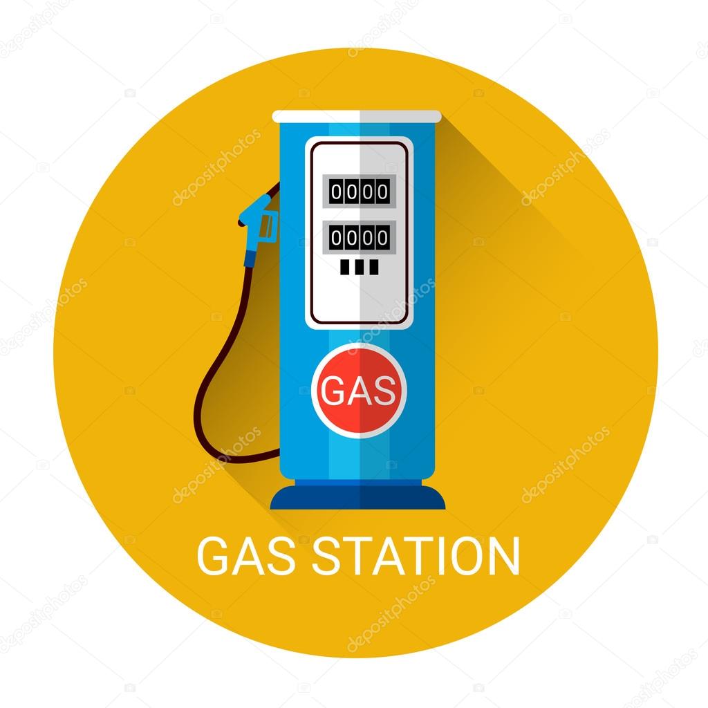 Gas Station Icon Colorful Flat Vector Illustration