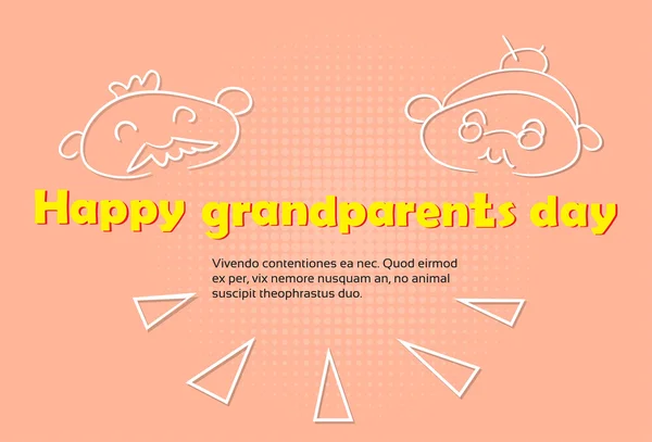 Kakek Dengan Nenek Happy Grandparents Hari Salam Kartu Banner - Stok Vektor