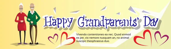 Grandfather With Grandmother Happy Grandparents Day Greeting Card Banner — Stock Vector