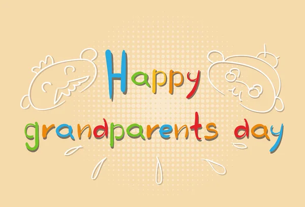 Kakek Dengan Nenek Happy Grandparents Hari Salam Kartu Banner - Stok Vektor