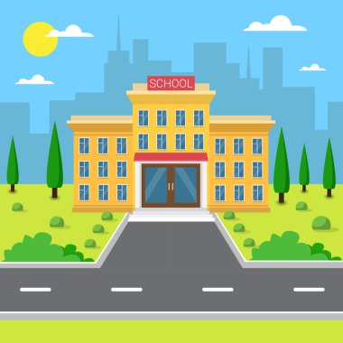 Okul Bina dış şehir manzaralı