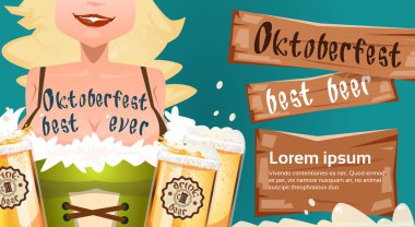 Oktoberfest Festival kız garson tutun bira kupa bardak