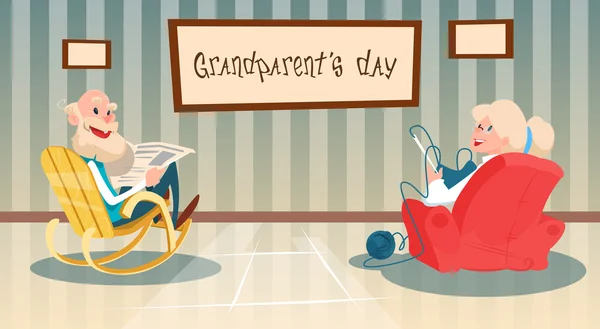 Grootmoeder en grootvader beste oma opa grootouders dag wenskaart — Stockvector