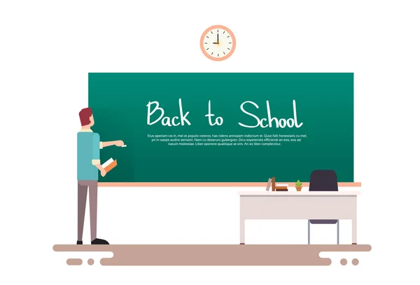 Teacher Write On Chalkboard Back To School — Stock Vector