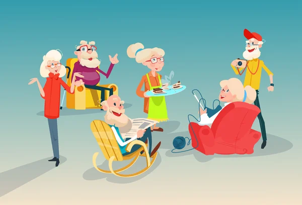 Старші люди Група друзів Зустріч комунікації — стоковий вектор