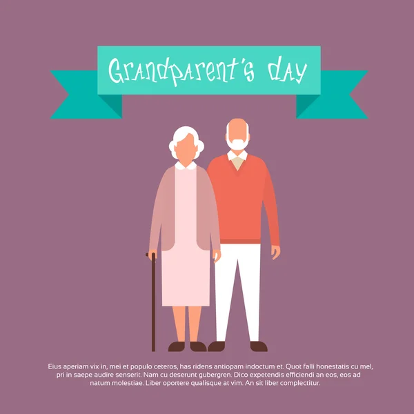 Grootvader met oma gelukkig omadag Greeting Card Banner — Stockvector