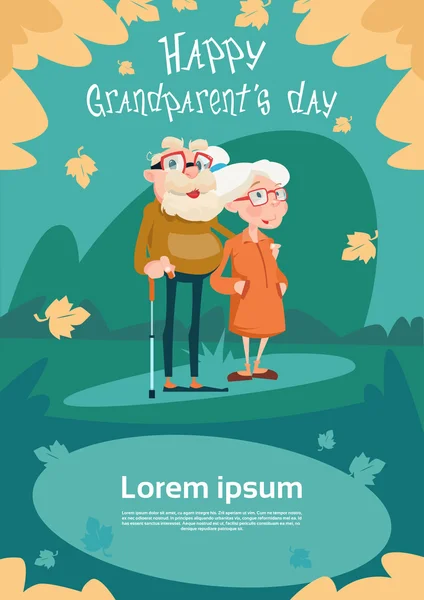 Idősebb pár nagyszülők nap-üdvözlőlap — Stock Vector