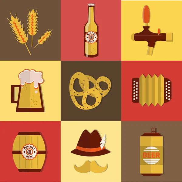 Festival de la bière Oktoberfest Icône Set Festival Holiday Collection — Image vectorielle