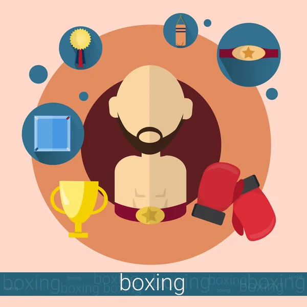 Boxeador Hombre Icono de Boxeo — Vector de stock