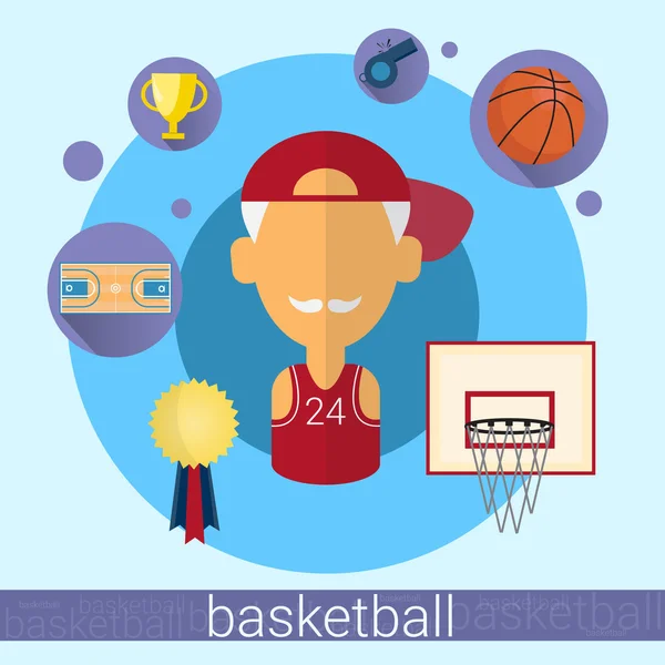 Hombre mayor icono jugador de baloncesto — Vector de stock