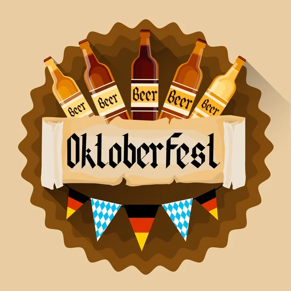 Μπύρα φιάλες Φεστιβάλ Oktoberfest διακοπές διακόσμηση Banner — Διανυσματικό Αρχείο