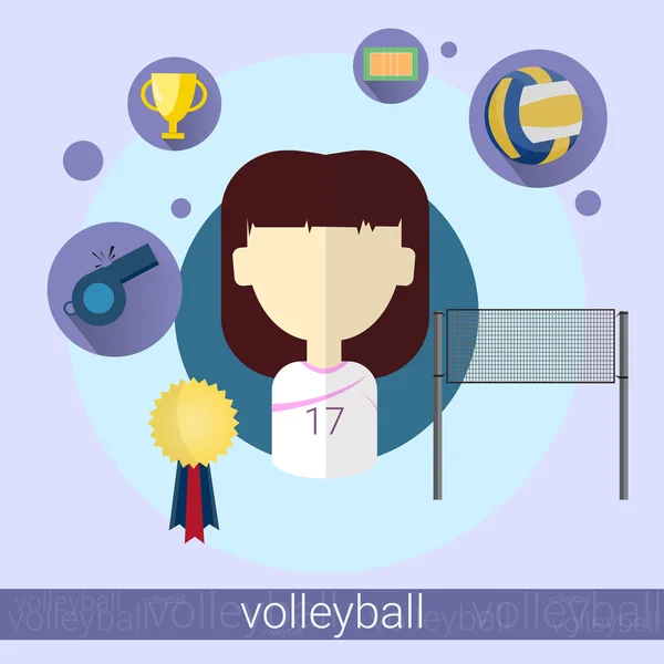 Menina ícone jogador de voleibol — Vetor de Stock