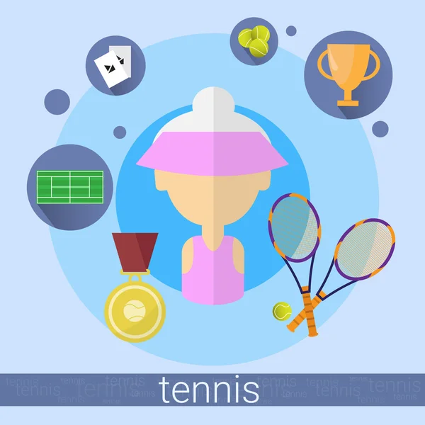 Mujer mayor Tenis jugador icono — Vector de stock