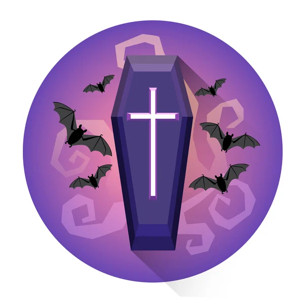 Koporsó temető súlyos Halloween ikon — Stock Vector