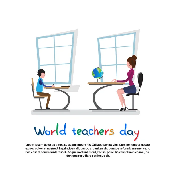 International Teacher Day Holiday Card - Stok Vektor
