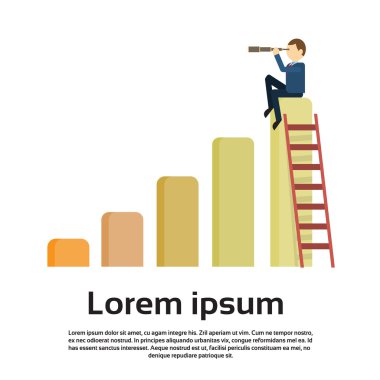 Dürbün başarılı gelecek mali çubuk grafiğini işadamı otur