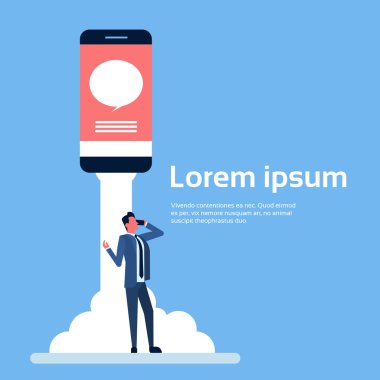 İş adam sohbet konuşmak akıllı mobil cep telefonu