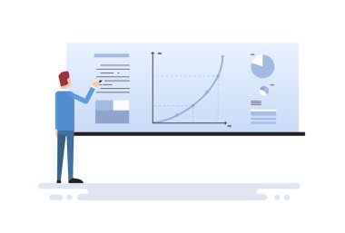Ekonomi grafik grafik gösterilen iş adamı