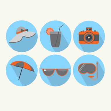 Yaz tatili koleksiyonu tatil turizm Icon Set
