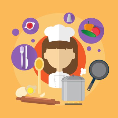 Şef profesyonel aşçı kadın simgesi