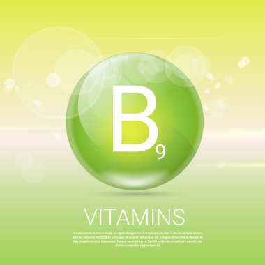 Vitamin B9 sağlıklı yaşam konsepti afiş kopya alanı ile